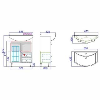 Тумба под раковину Aqwella Барселона-Люкс 65 Ba-L.01.06 (нов BA0106K)